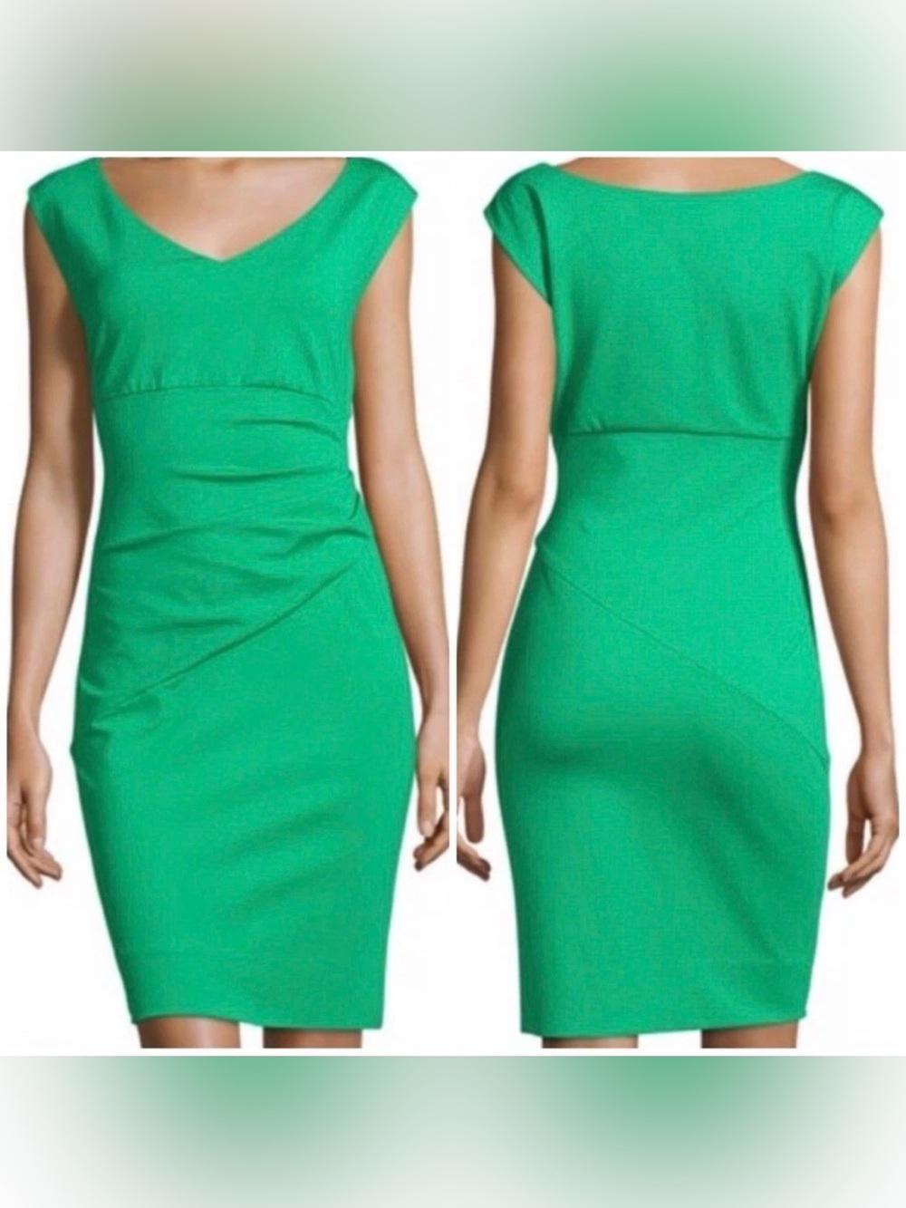 Diane Von Furstenberg Green Bevin Dress – Elegant Empire Waist Sheath, Size 8